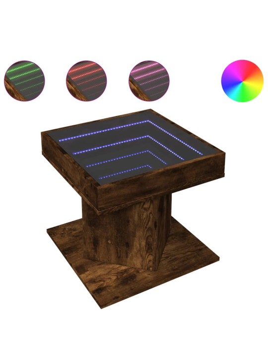 Konferenční stolek s led kouřový dub 50 x 50 x 45 cm kompozit