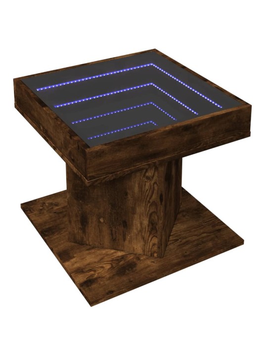 Konferenční stolek s led kouřový dub 50 x 50 x 45 cm kompozit