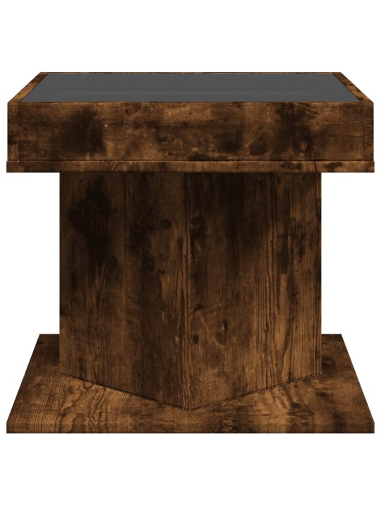 Konferenční stolek s led kouřový dub 50 x 50 x 45 cm kompozit