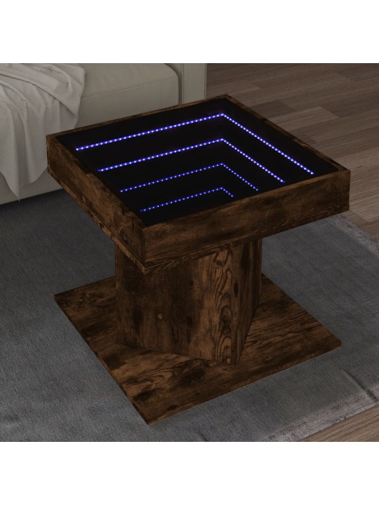 Konferenční stolek s led kouřový dub 50 x 50 x 45 cm kompozit
