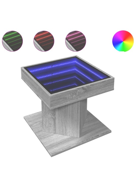 Konferenční stolek s led šedý sonoma 50 x 50 x 45 cm kompozit