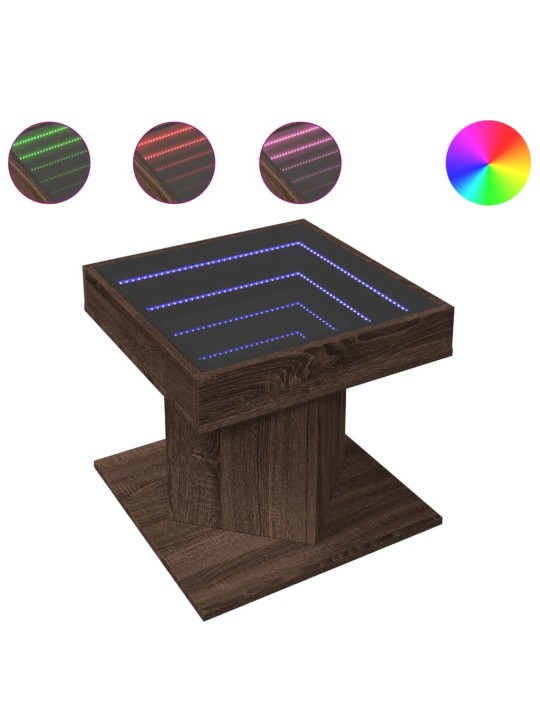 Konferenční stolek s led hnědý dub 50x50x45 cm kompozitní dřevo
