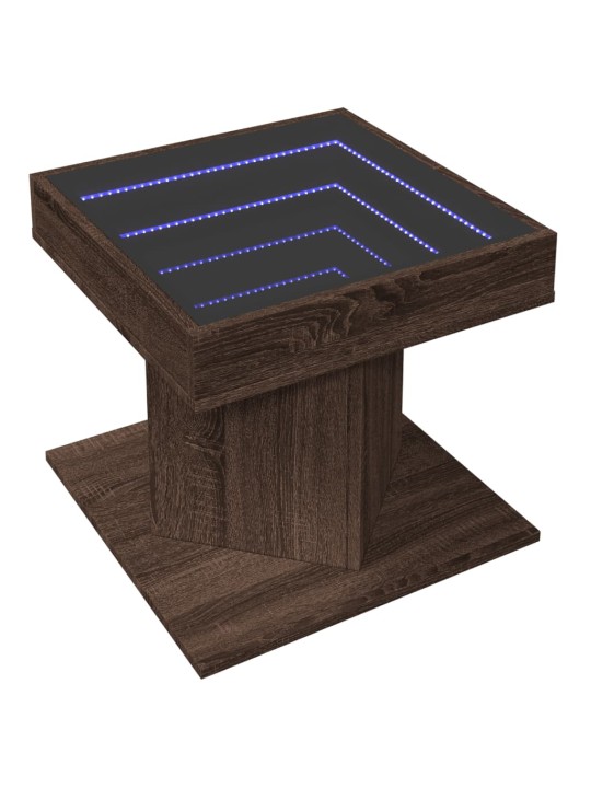 Konferenční stolek s led hnědý dub 50x50x45 cm kompozitní dřevo