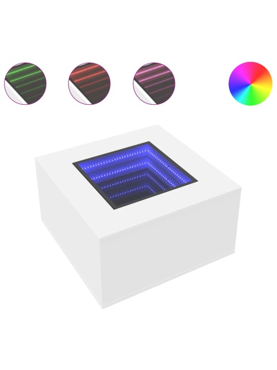 Konferenční stolek s LED bílý 60 x 60 x 40 cm kompozitní dřevo