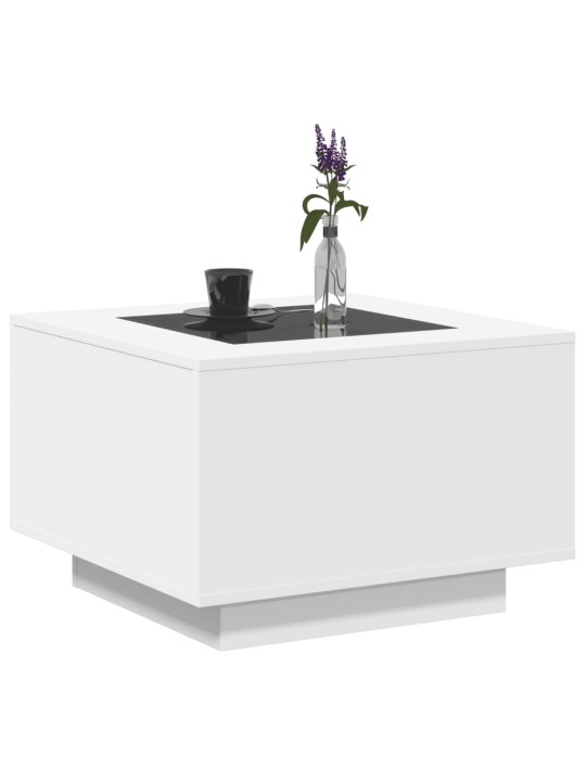 Konferenční stolek s LED bílý 60 x 60 x 40 cm kompozitní dřevo
