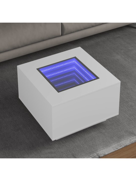 Konferenční stolek s LED bílý 60 x 60 x 40 cm kompozitní dřevo