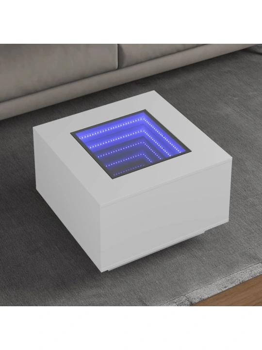 Konferenční stolek s LED bílý 60 x 60 x 40 cm kompozitní dřevo