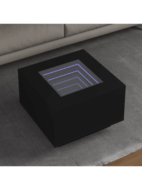 Konferenční stolek s LED černý 60 x 60 x 40 cm kompozitní dřevo