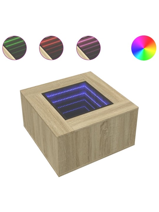 Konferenční stolek s LED dub sonoma 60 x 60 x 40 cm kompozit