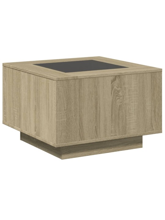 Konferenční stolek s LED dub sonoma 60 x 60 x 40 cm kompozit