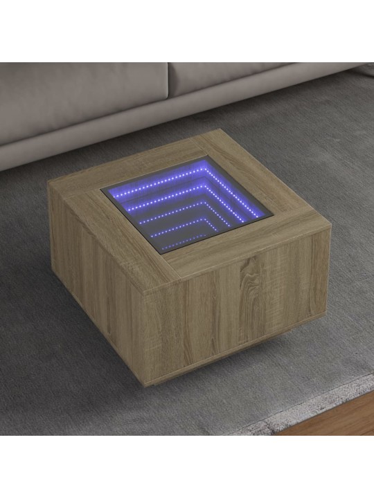 Konferenční stolek s LED dub sonoma 60 x 60 x 40 cm kompozit