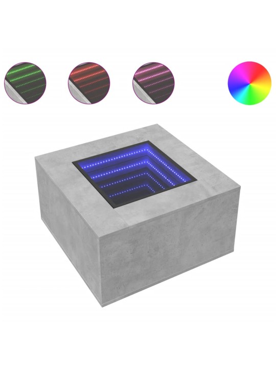 Konferenční stolek s LED betonově šedý 60 x 60 x 40 cm kompozit