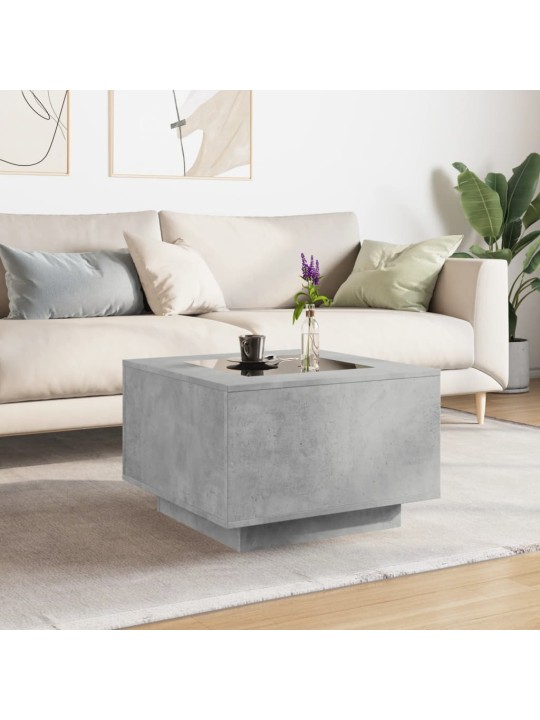 Konferenční stolek s LED betonově šedý 60 x 60 x 40 cm kompozit