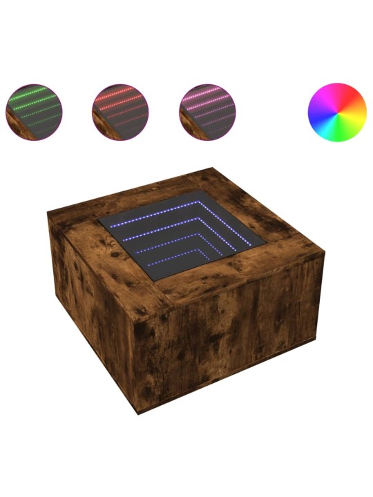 Konferenční stolek s led kouřový dub 60 x 60 x 40 cm kompozit