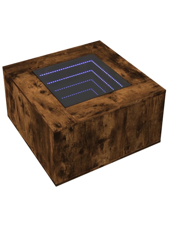 Konferenční stolek s led kouřový dub 60 x 60 x 40 cm kompozit