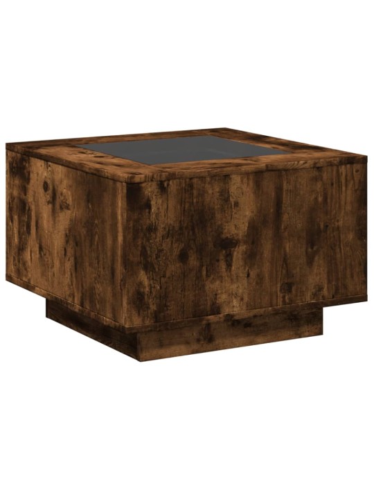 Konferenční stolek s led kouřový dub 60 x 60 x 40 cm kompozit