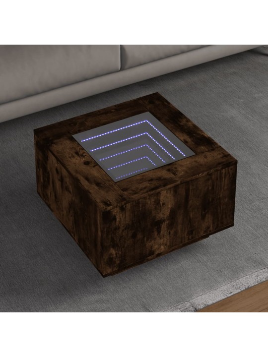 Konferenční stolek s led kouřový dub 60 x 60 x 40 cm kompozit
