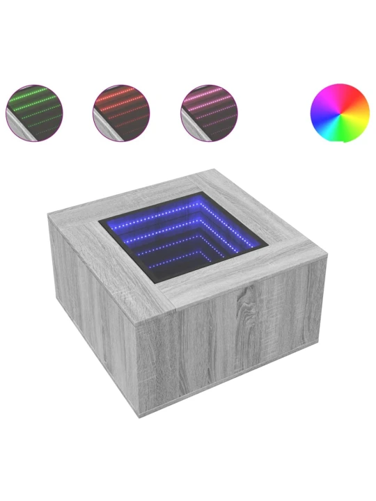 Konferenční stolek s led šedý sonoma 60 x 60 x 40 cm kompozit
