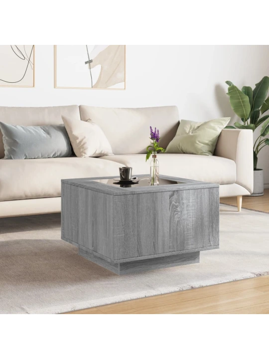 Konferenční stolek s led šedý sonoma 60 x 60 x 40 cm kompozit