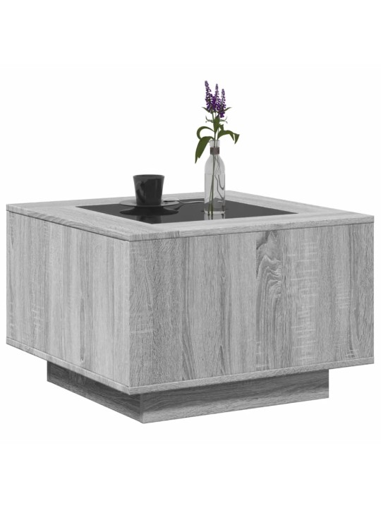 Konferenční stolek s led šedý sonoma 60 x 60 x 40 cm kompozit