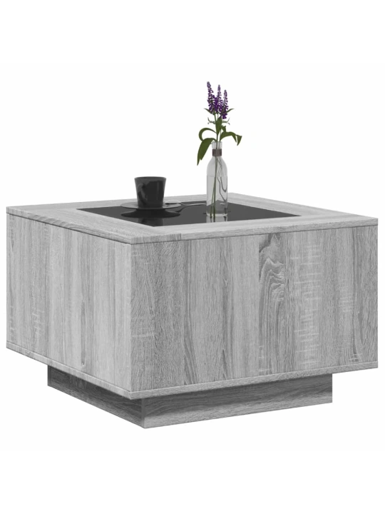 Konferenční stolek s led šedý sonoma 60 x 60 x 40 cm kompozit