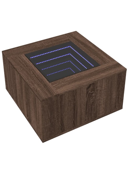 Konferenční stolek s led hnědý dub 60x60x40 cm kompozitní dřevo