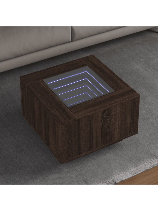 Konferenční stolek s led hnědý dub 60x60x40 cm kompozitní dřevo