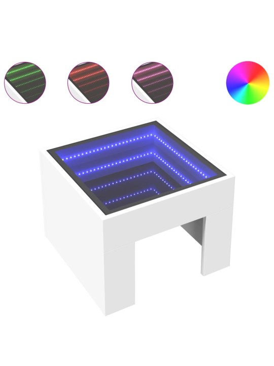 Konferenční stolek s Infinity LED bílý 40 x 40 x 30 cm