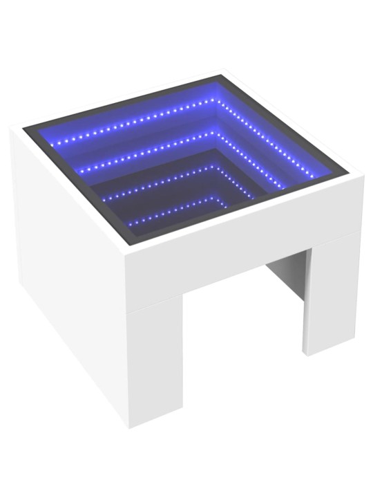 Konferenční stolek s Infinity LED bílý 40 x 40 x 30 cm