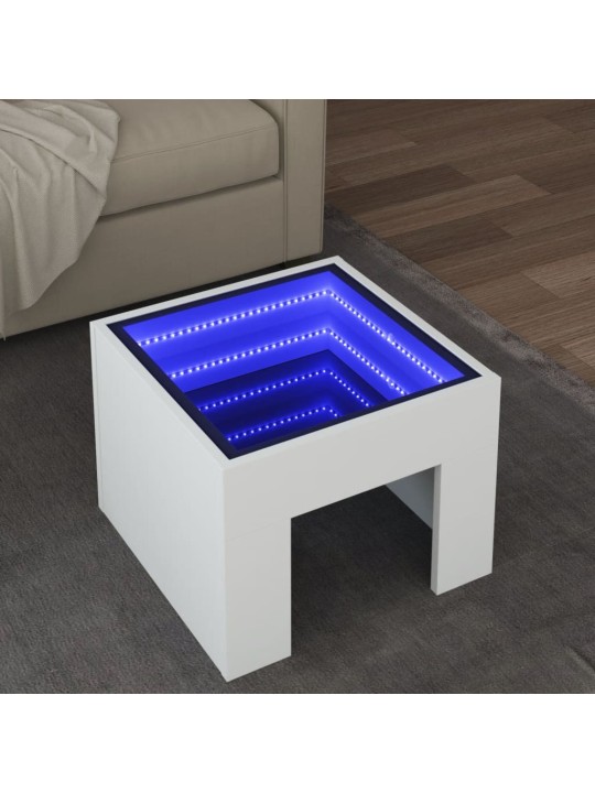 Konferenční stolek s Infinity LED bílý 40 x 40 x 30 cm