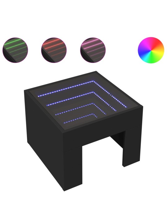 Konferenční stolek s Infinity LED černý 40 x 40 x 30 cm