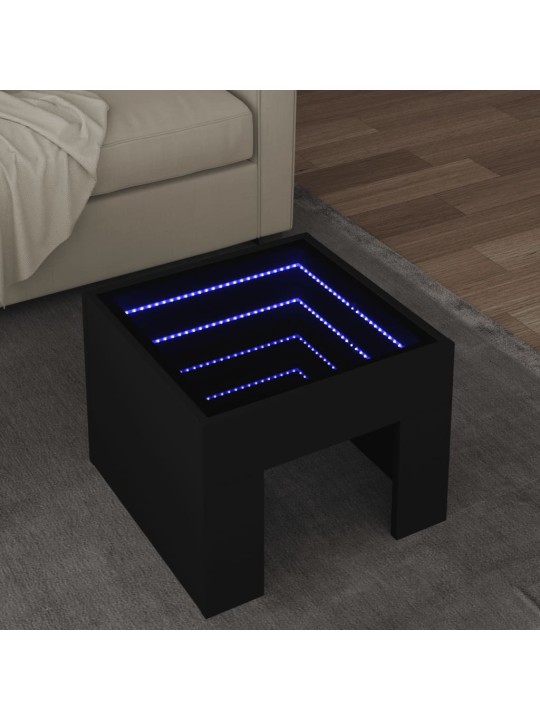 Konferenční stolek s Infinity LED černý 40 x 40 x 30 cm