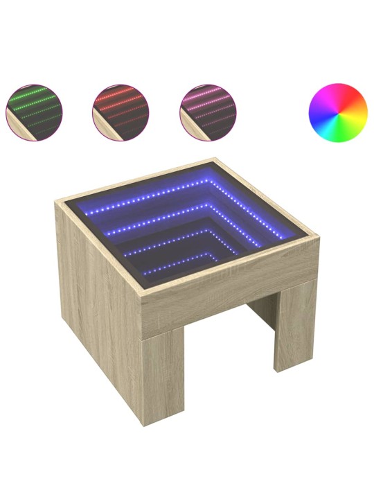 Konferenční stolek s Infinity LED dub sonoma 40 x 40 x 30 cm