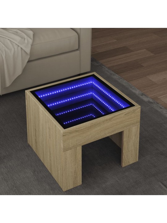 Konferenční stolek s Infinity LED dub sonoma 40 x 40 x 30 cm