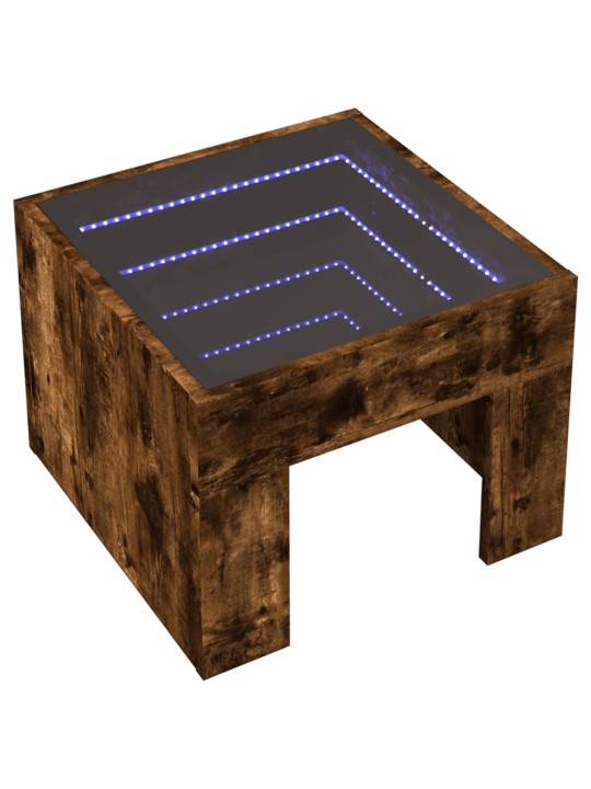 Konferenční stolek s infinity led kouřový dub 40 x 40 x 30 cm