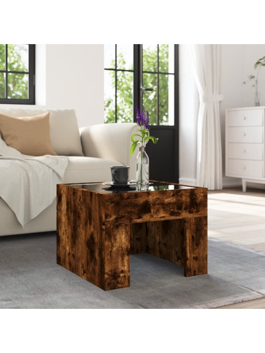 Konferenční stolek s infinity led kouřový dub 40 x 40 x 30 cm