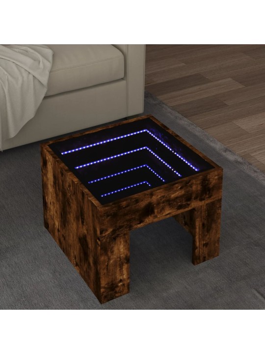 Konferenční stolek s infinity led kouřový dub 40 x 40 x 30 cm