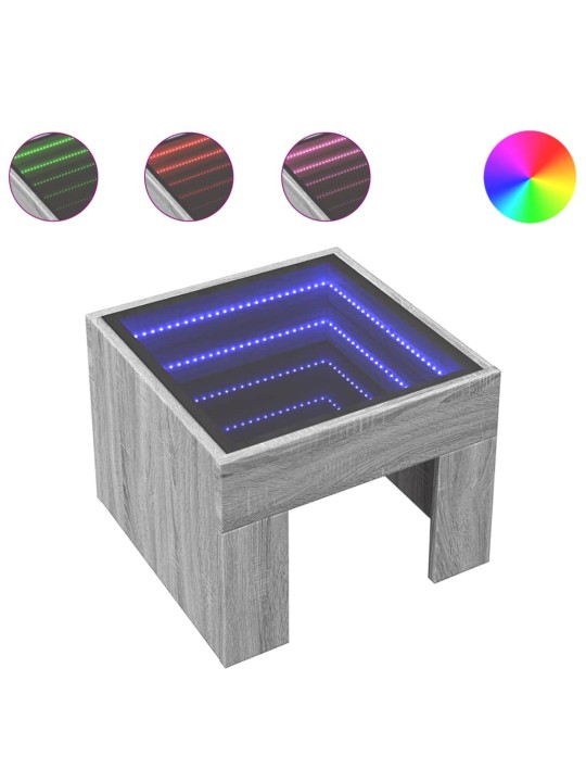 Konferenční stolek s infinity led šedý sonoma 40 x 40 x 30 cm