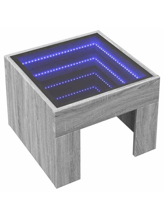 Konferenční stolek s infinity led šedý sonoma 40 x 40 x 30 cm