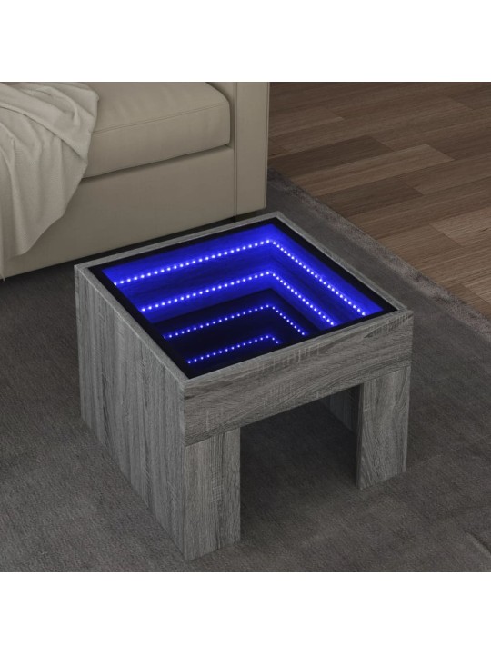 Konferenční stolek s infinity led šedý sonoma 40 x 40 x 30 cm