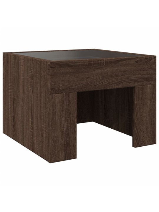 Konferenční stolek s infinity led hnědý dub 40 x 40 x 30 cm