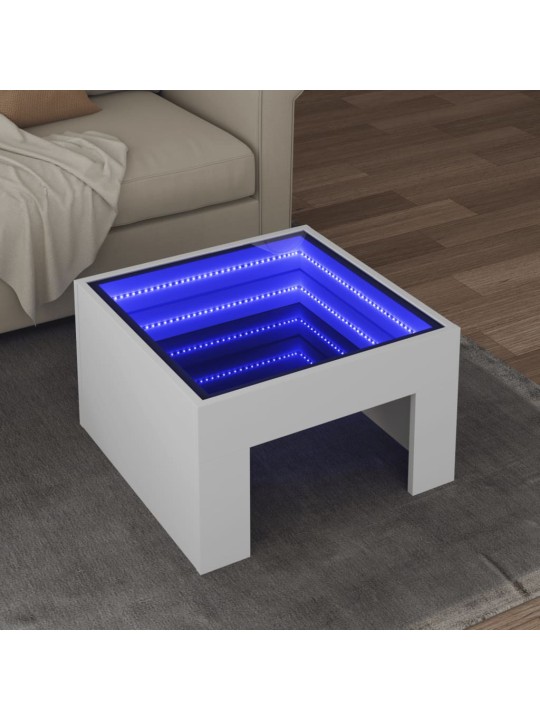Konferenční stolek s Infinity LED bílý 50 x 50 x 30 cm