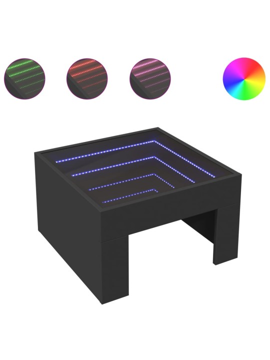 Konferenční stolek s Infinity LED černý 50 x 50 x 30 cm