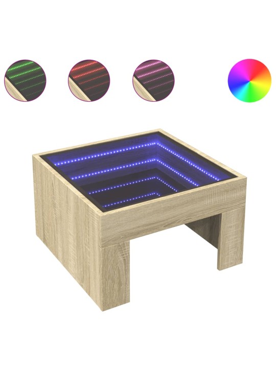 Konferenční stolek s Infinity LED dub sonoma 50 x 50 x 30 cm