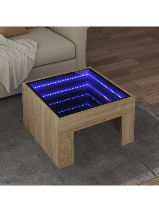Konferenční stolek s Infinity LED dub sonoma 50 x 50 x 30 cm