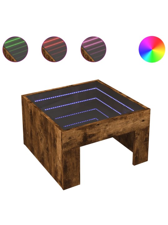 Konferenční stolek s infinity led kouřový dub 50 x 50 x 30 cm