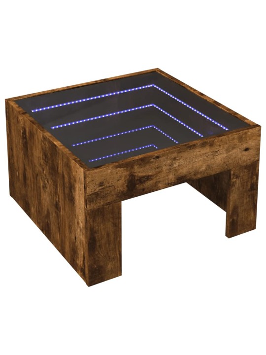 Konferenční stolek s infinity led kouřový dub 50 x 50 x 30 cm