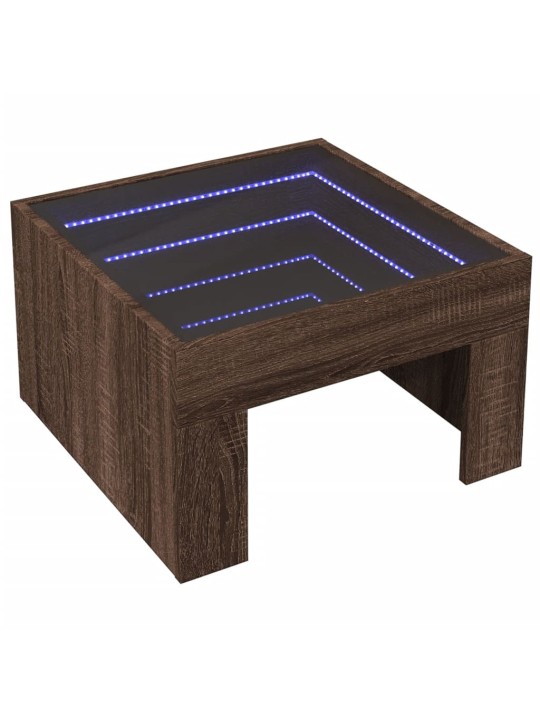 Konferenční stolek s infinity led hnědý dub 50 x 50 x 30 cm