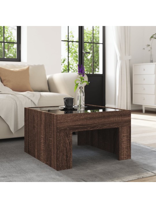 Konferenční stolek s infinity led hnědý dub 50 x 50 x 30 cm