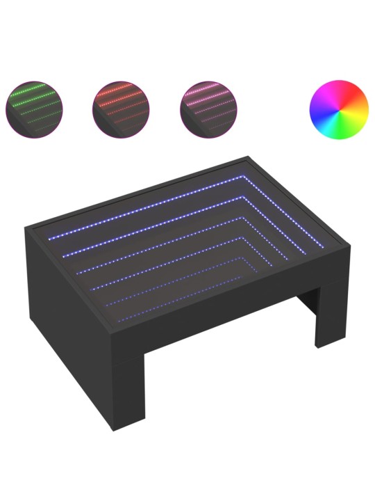 Konferenční stolek s Infinity LED černý 70 x 50 x 30 cm
